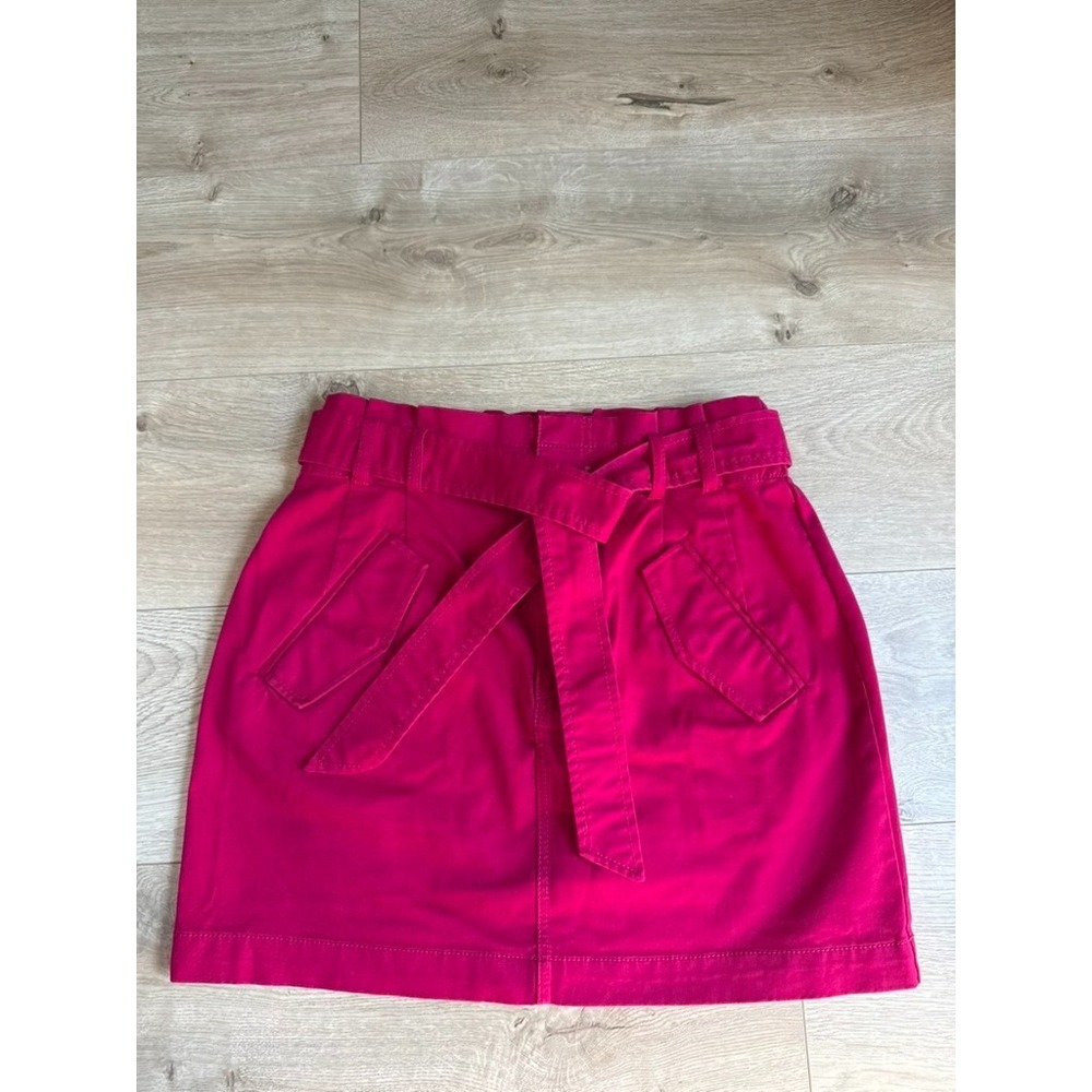 EUC LOFT A Line Skirt utility paperbag Bright Pink Tie Waist Flap Pocket size 4